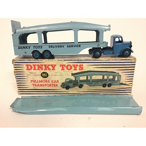 119 - Dinky 982 Bedford Pullmore Car Transporter - mid-blue cab and ridged hubs, light blue 