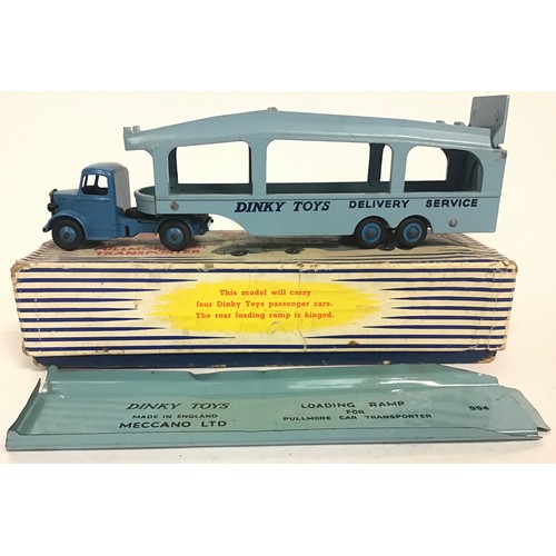 119 - Dinky 982 Bedford Pullmore Car Transporter - mid-blue cab and ridged hubs, light blue 