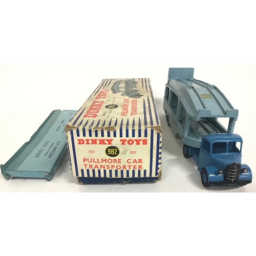 119 - Dinky 982 Bedford Pullmore Car Transporter - mid-blue cab and ridged hubs, light blue 