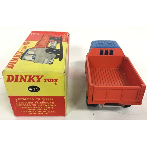 121 - Dinky 435 Bedford TK Tipper - off-white cab with blue roof, blue interior, silver chassis with orang... 