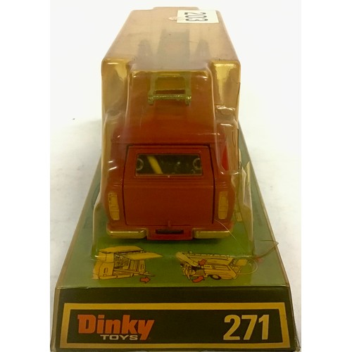 124 - Dinky 271 Ford Transit Fire Appliance - red, cast hubs. appears Excellent in Fair Plus bubble Pack a... 