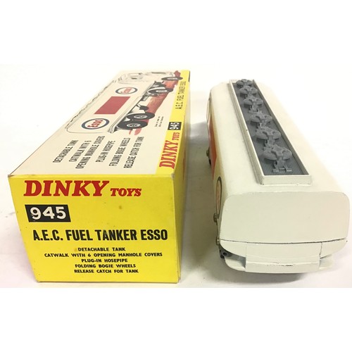 128 - Dinky 945 AEC “Esso” Fuel Tanker finished in white cab, pale grey chassis, black interior, white tan... 