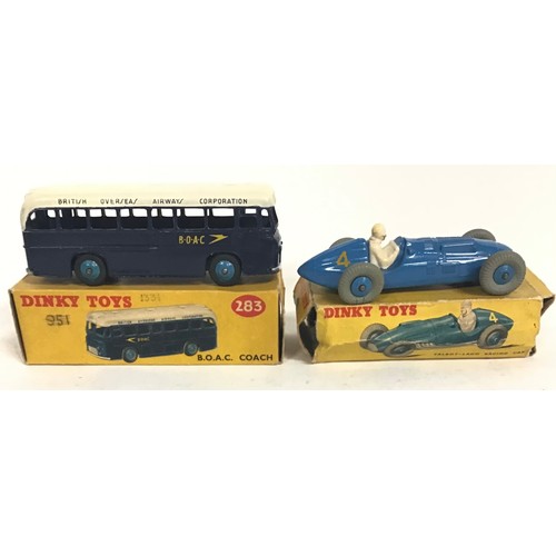 129 - 2 Dinky Models: Dinky 23K/230 Talbot Lago Grand Prix Racing Car - mid-blue body with yellow racing n... 