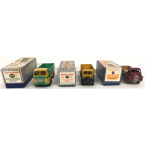 120 - 3 Dinky models: 934 Leyland Octopus Wagon - yellow cab & chassis, green back, front & side flashes, ... 