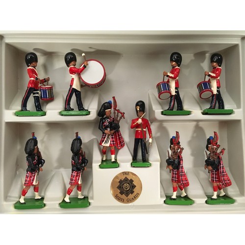 163 - Britains group to include 8305 Scots Guard 10 Piece band set, 8806 17th Lancer set and 3 mounted lif... 