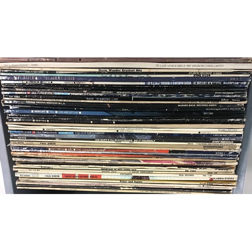 361 - VARIOUS BOX OF ROCK AND POP LP RECORDS. This selection includes artists - Sade - Ian Dury - Genesis ... 