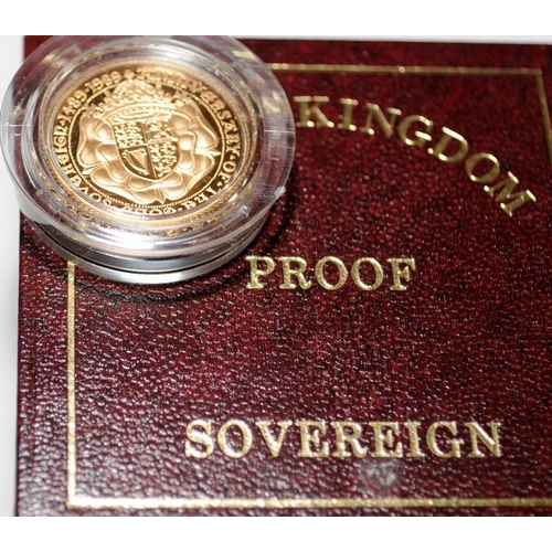 88 - 1989 500th anniversary proof full Sovereign. Boxed with certificate