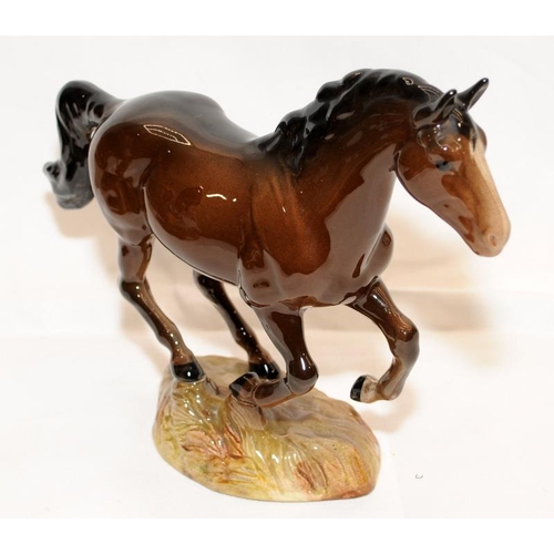 267 - Two Beswick horse figures including 'Spirit of Youth' mounted on wooden plinth.