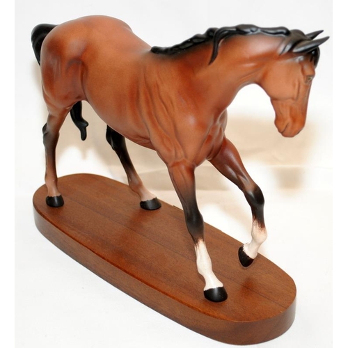 267 - Two Beswick horse figures including 'Spirit of Youth' mounted on wooden plinth.