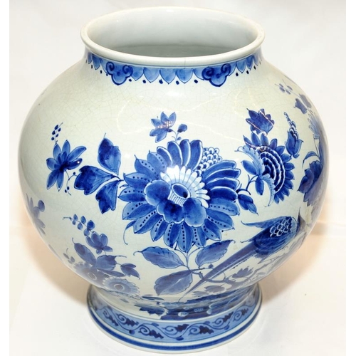 269 - A large Delft lidded jar. Approx 36cms tall