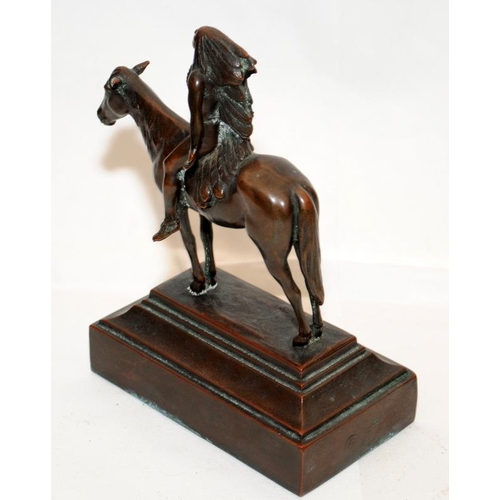 281 - 'Appeal to the Great Spirit' by C E Dallin. Iconic Native American figure cast in bronze. 20cms tall