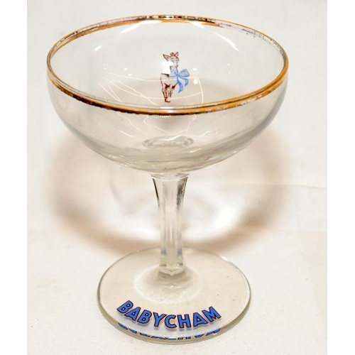 308 - Set of six original 1950's white fawn Babycham glasses