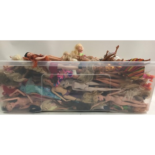 242 - Various container of mainly modern Barbie dolls and others.