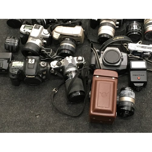 211 - Various cameras and lenses.