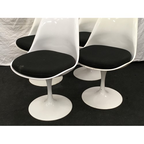 228 - Four vintage retro mid/late 20th century plastic swivel dining chairs with black padded upholstery s... 