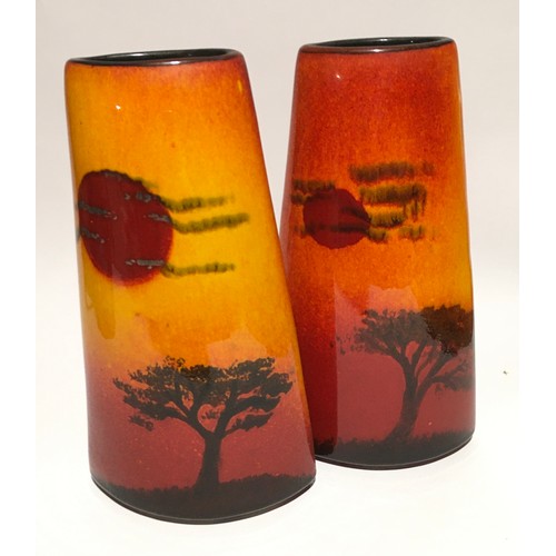 14 - Poole Pottery living glaze African Sky pair of vases 10.8