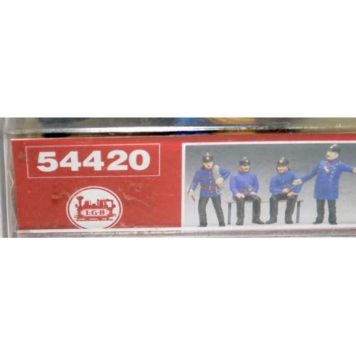 347 - Lehman LGB G Gauge set of four fireman figures trackside accessories in original packaging