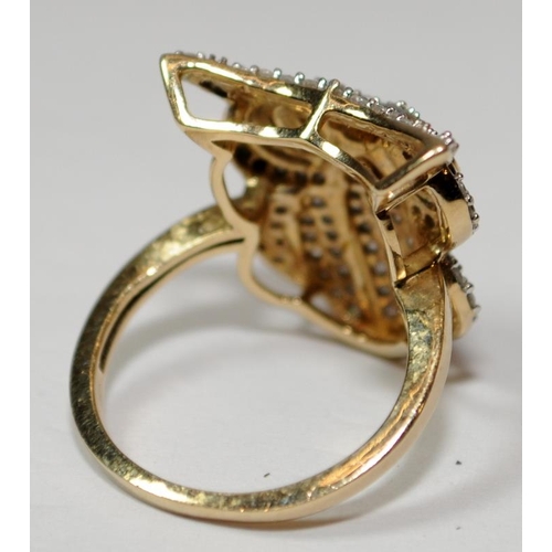 422 - Diamond owl 9ct gold ring Size L