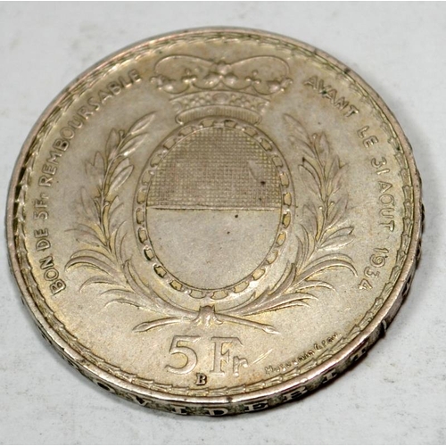 51 - Swiss 1934 shooting fectual 5 franc