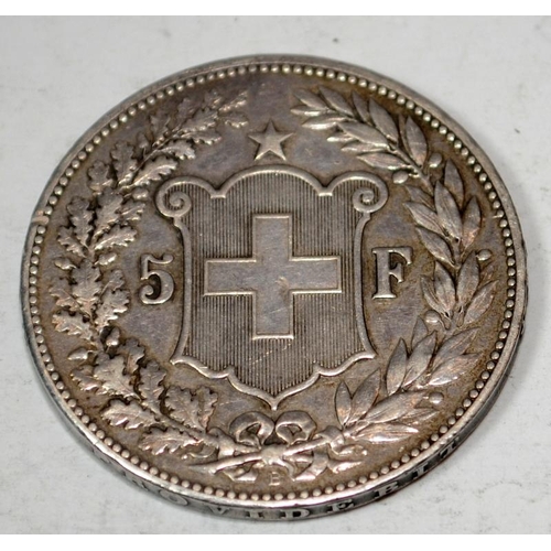 52 - Swiss 1892 5 franc