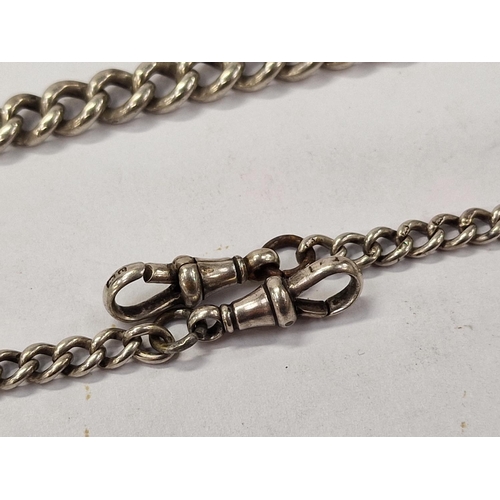 415 - Silver Albert graduated watch chain and double Albert fob.