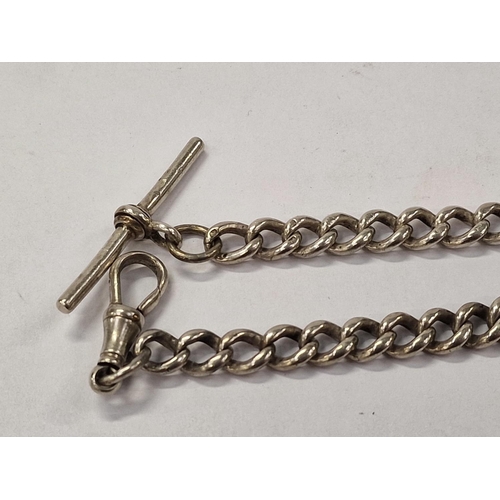 415 - Silver Albert graduated watch chain and double Albert fob.