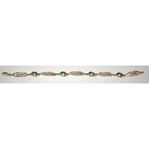 409 - Blue Topaz 925 silver Celtic knot bracelet.