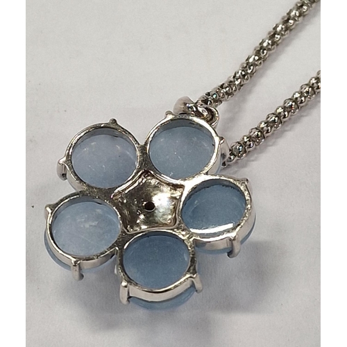 379 - Large Jade/Topaz/Citrine 925 silver daisy pendant.