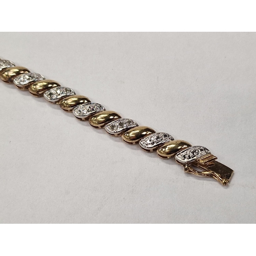 381 - Accent Diamond 18ct gold on silver bracelet.