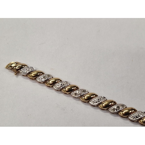 381 - Accent Diamond 18ct gold on silver bracelet.