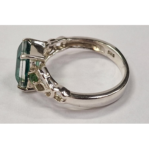 385 - Mystic green topaz 925 silver ring, Size L 1/2.