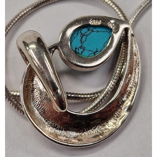 386 - Turquoise 925 silver Tear drop pendant.