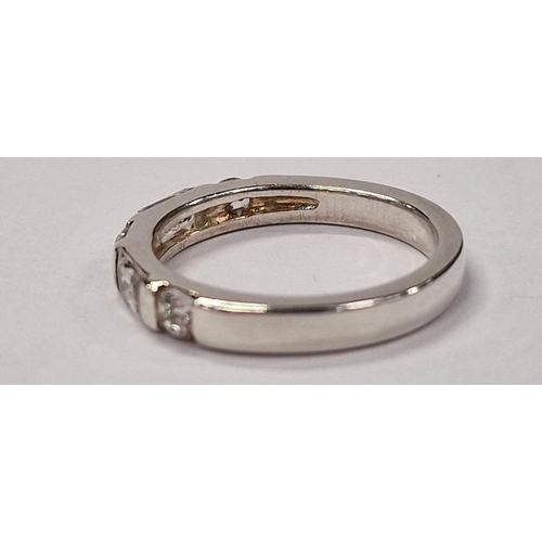 392 - CZ 925 silver unusual half eternity ring Size m