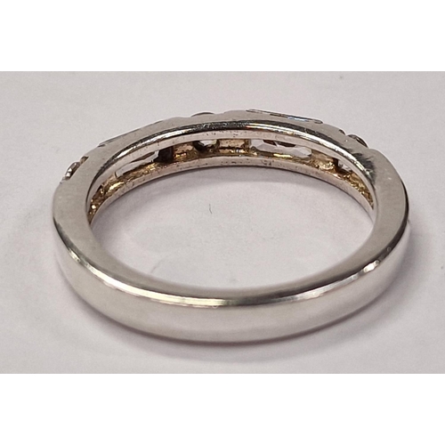 392 - CZ 925 silver unusual half eternity ring Size m