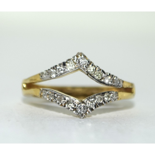 376 - Yellow metal Diamond split ring -approx 40 points. Size Q.