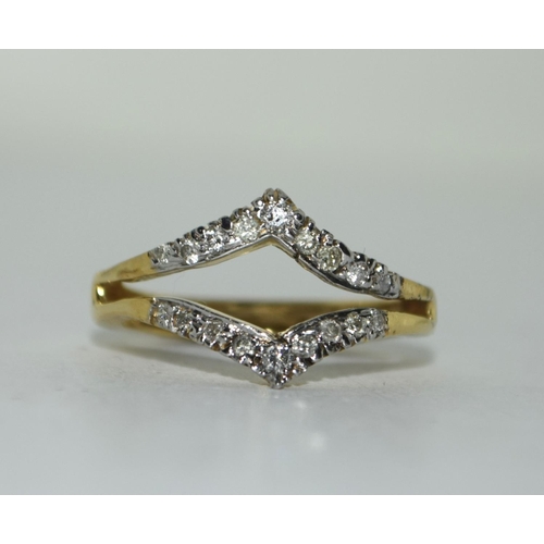 376 - Yellow metal Diamond split ring -approx 40 points. Size Q.