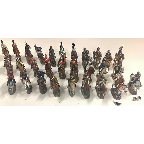 168 - Collection of 29 Del. prado Napoleonic Era painted metal soldiers on horseback with their related ma... 