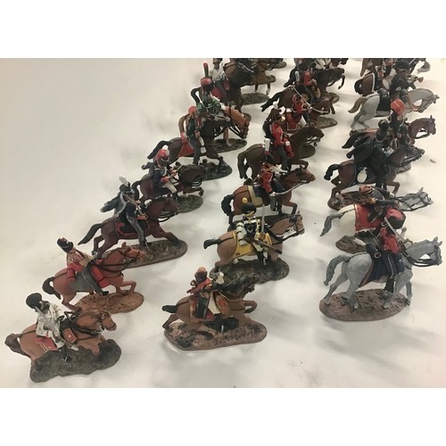 168 - Collection of 29 Del. prado Napoleonic Era painted metal soldiers on horseback with their related ma... 