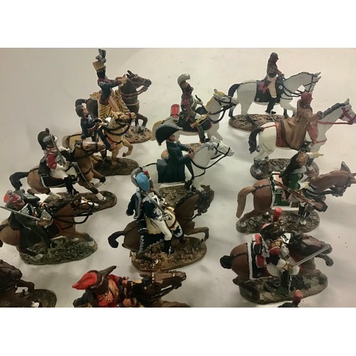 168 - Collection of 29 Del. prado Napoleonic Era painted metal soldiers on horseback with their related ma... 