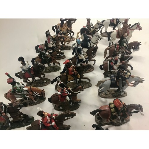 168 - Collection of 29 Del. prado Napoleonic Era painted metal soldiers on horseback with their related ma... 