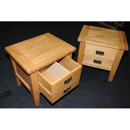 490 - Pair of quality solid light oak bedside cabinets with single large drawer behind faux drawer fronts.... 