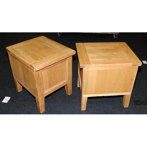 490 - Pair of quality solid light oak bedside cabinets with single large drawer behind faux drawer fronts.... 