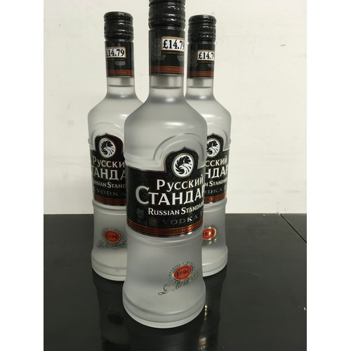 7 - Three 70cl bottles of Pycckn Ctahoapt Vodka. (6)