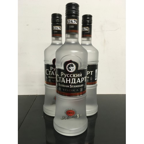 8 - Three 70cl bottles of Pycckn Ctahoapt Vodka. (8)