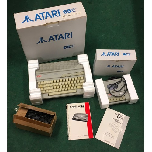 220 - Atari 65XE personal computer boxed together with Atari XC12 Cassette recorder boxed and power supply... 