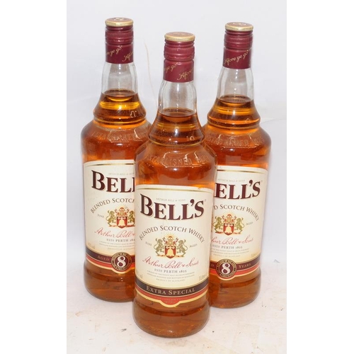 16 - 3 x 1lt bottles Bells Scotch Whisky. 2 x 8 years aged and 1 x Extra Special