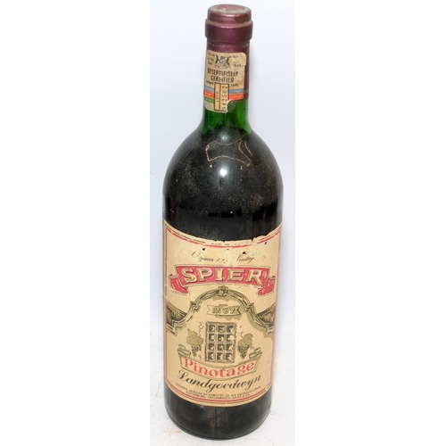 22 - 2 x 70cl bottles South African Spier Pinotage 1970's vintage wine. Some rubbing to labels, vintage d... 