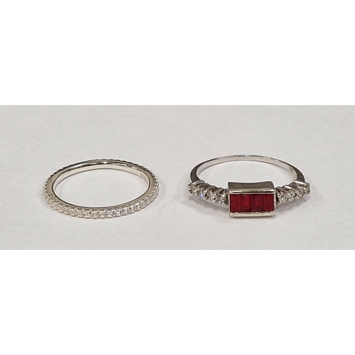 405 - Two Art Deco designed gemset 925 silver rings sizes R 1/2 & O (TR17).