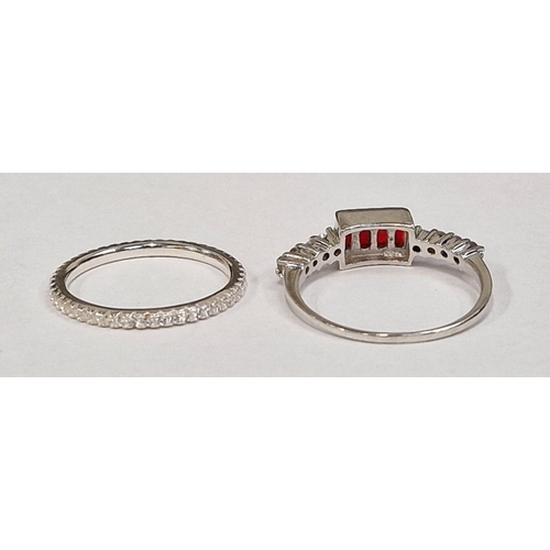 405 - Two Art Deco designed gemset 925 silver rings sizes R 1/2 & O (TR17).