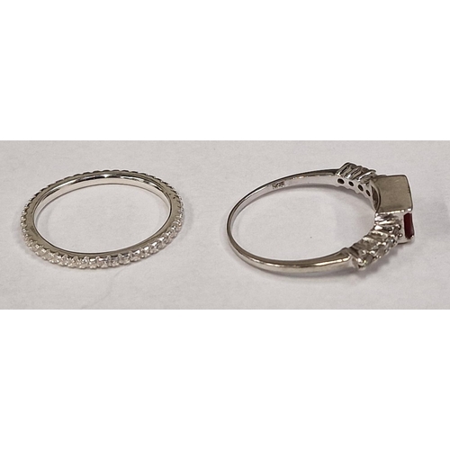 405 - Two Art Deco designed gemset 925 silver rings sizes R 1/2 & O (TR17).